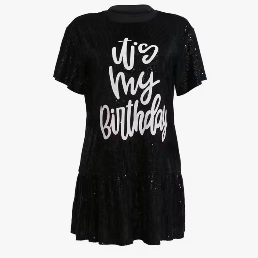 Black Sequin It’s My Birthday Dress 2X
